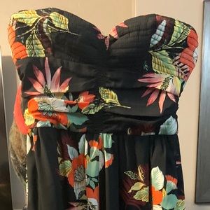 floral strapless jumpsuit